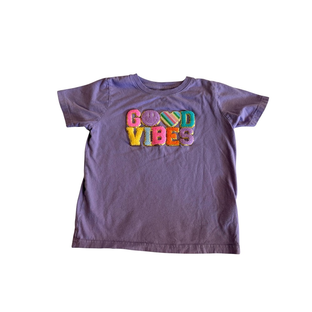 Sweet Wink Toddler Girls 'Good Vibes' Purple Patch T-Shirt Size 4T